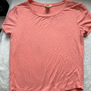 Coral Ribbed Women's Top